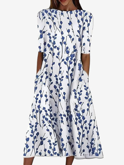 Sela™ – Coastal Floral Print Midi Dress