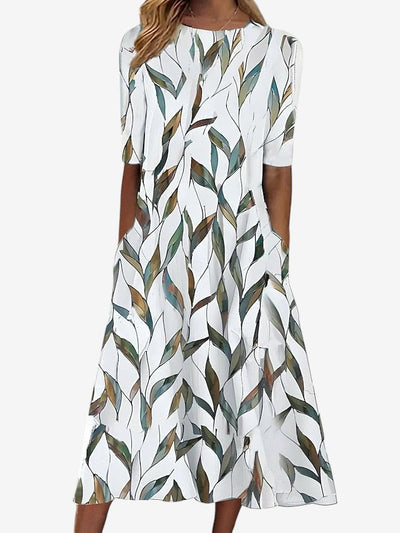 Sela™ – Coastal Floral Print Midi Dress