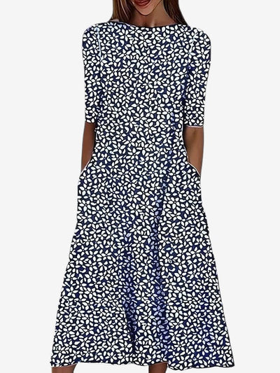 Sela™ – Coastal Floral Print Midi Dress